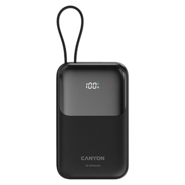 Фото - Батарея мобильная Canyon OnPower 101 built-in cable 10000 mAh PD22.5W Black (CNS-CPB101BK)