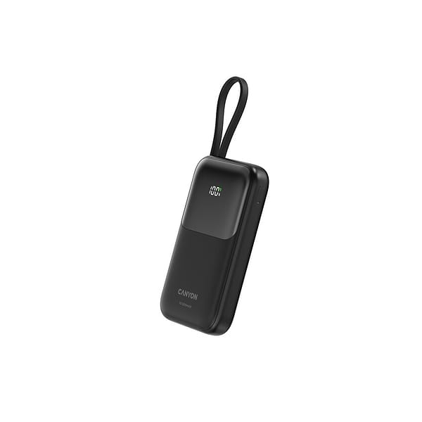 Фото - Батарея мобильная Canyon OnPower 101 built-in cable 10000 mAh PD22.5W Black (CNS-CPB101BK)