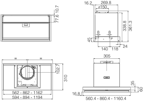 Фото - Витяжка вбудована Elica BOXIN LX/BL MAT/A/60