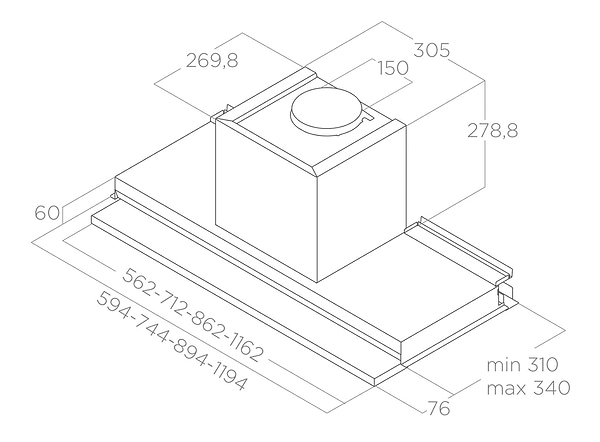 Фото - Витяжка вбудована Elica BOXIN LX/BL MAT/A/60