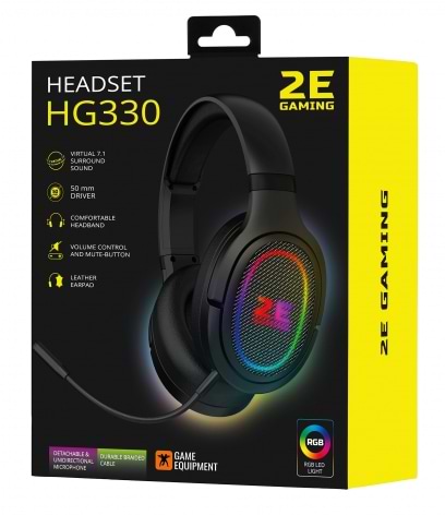 Фото - Гарнітура дротова ігрова 2E HG330 RGB USB 7.1 Black (2E-HG330BK-7.1)