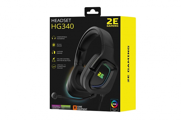Фото - Гарнітура дротова ігрова 2E HG340 RGB USB 7.1 Black (2E-HG340BK-7.1)