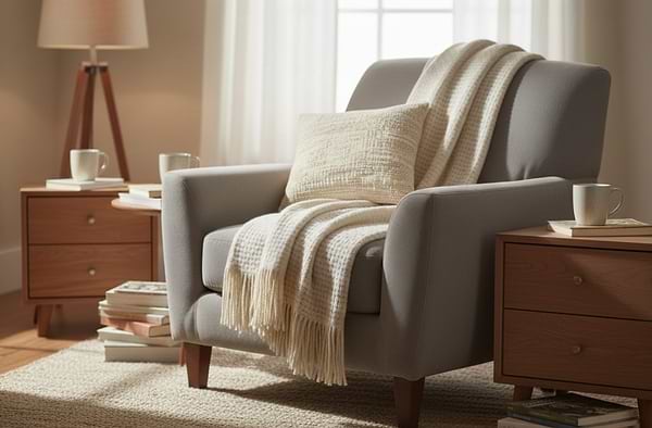 Фото - Плед двоспальний Vladi Рогожка білий 170х210