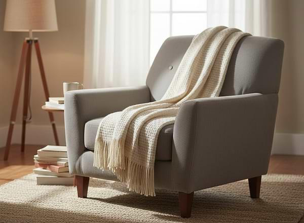 Фото - Плед полуторний Vladi Рогожка білий 140х200