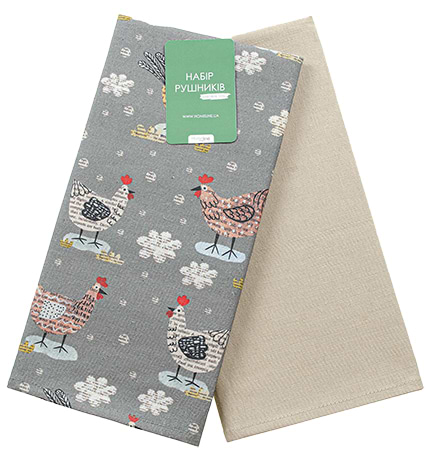 Набір рушників Home Line ПОЛУПАНАМА 40х60 см 2 шт. Сhicken News (186718)