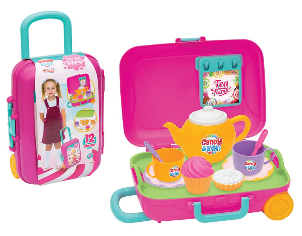 Сюжетно-ролевая игра. Посуда dede Чайный набор в чемодане 12 пр. Candy&Ken (03496)