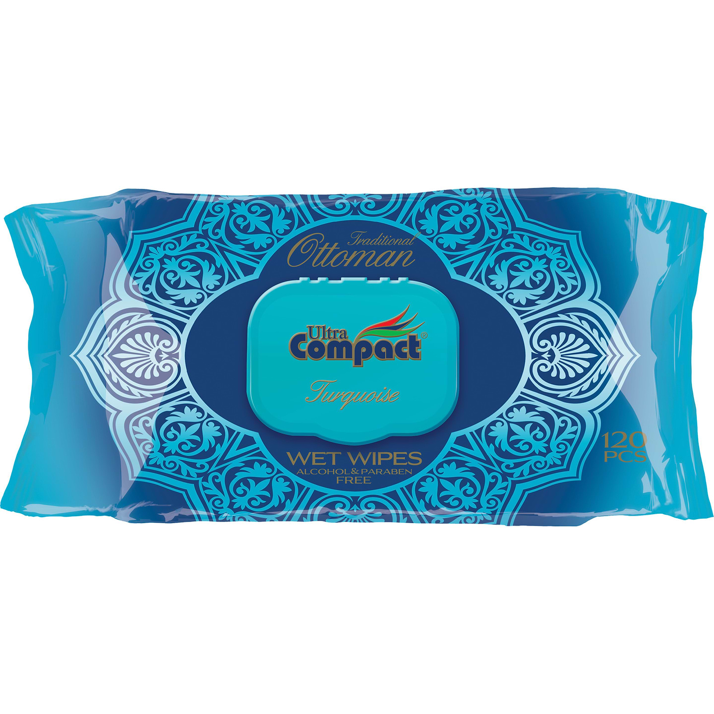 Салфетки гигиенические влажные Ultra Compact Оттоман Бирюза с клапаном 120 шт. (8697420534400)