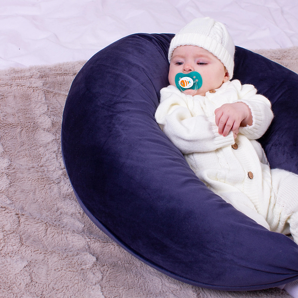 Фото - Подушка для майбутніх мам MirSon №8304 Velvet Line 28-0006 Navy blue Велюр 30х170х20 см (2200006200291)