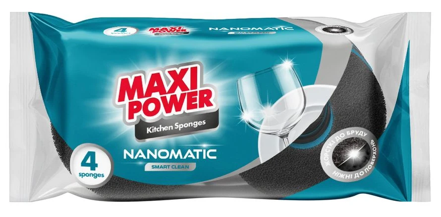 Набор губок фибровых для мытья посуды Maxi Power Nanomatic 4 шт. (2000998943035)