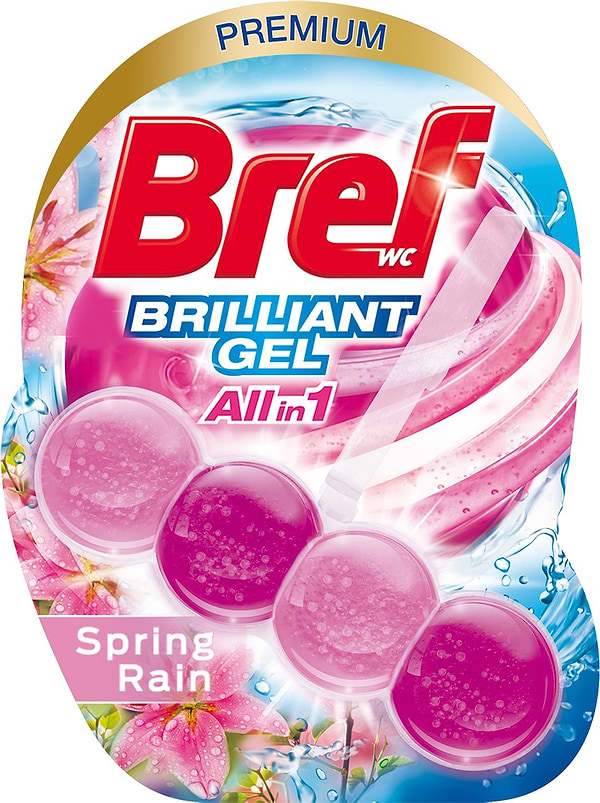 Фото - Туалетний блок Bref Блискучий гель Весняний дощ 42 г (9000101509182)