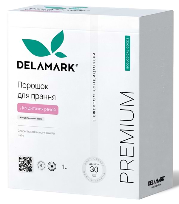 Фото - Стиральный порошок DeLaMark Premium Line Baby с эффектом кондиционера 1 кг (4820152330987)