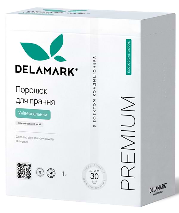 Фото - Стиральный порошок DeLaMark Premium Line Universal с эффектом кондиционера 1 кг (4820152330963) Фото - Стиральный порошок DeLaMark Premium Line Universal с эффектом кондиционера 1 кг (4820152330963)