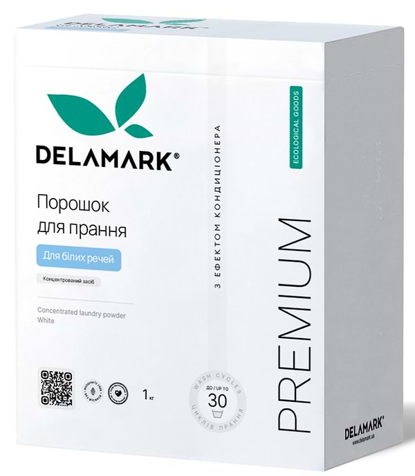 Фото - Стиральный порошок DeLaMark Premium Line White с эффектом кондиционера 1 кг (4820152330956) Фото - Стиральный порошок DeLaMark Premium Line White с эффектом кондиционера 1 кг (4820152330956)