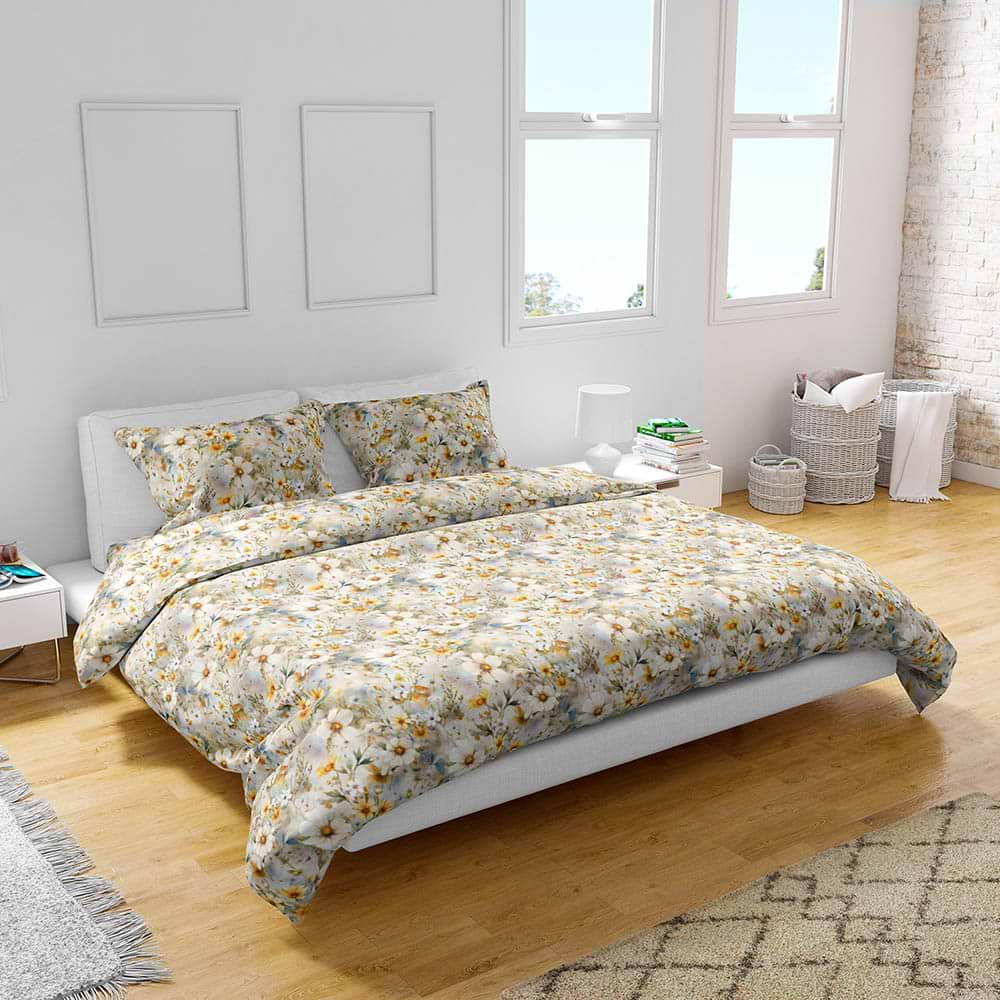 Комплект постельного белья Home Line бязь цветы белые и желтые (187466)