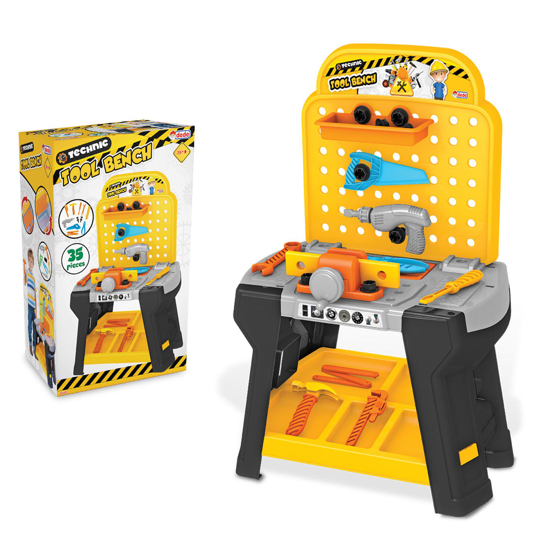 Сюжетно-ролевая игра. Набор-профессий dede Набор инструментов на стойке желто-серая (01702)