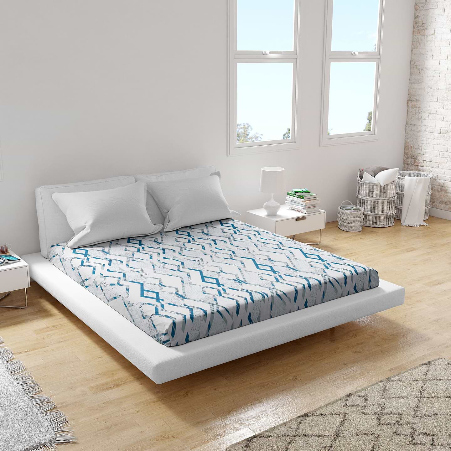 Простынь двуспальная Home Line ранфорс 215х240 геометрия (188341) - Фото 1