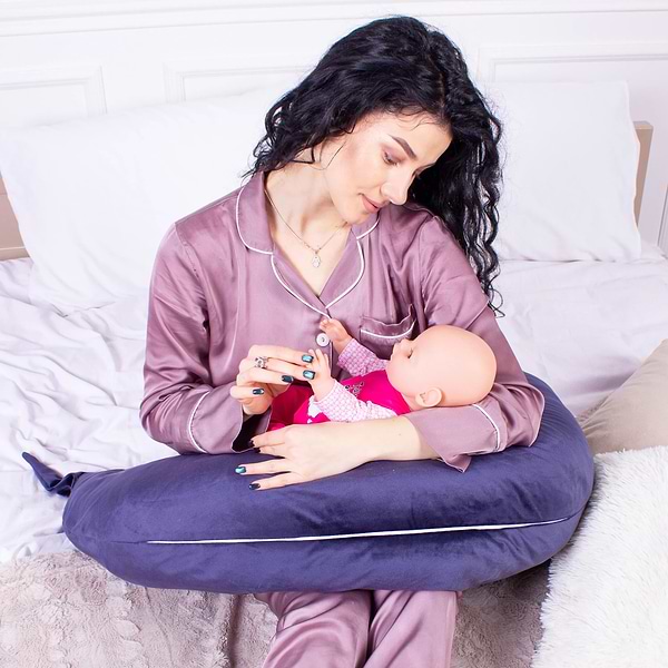 Фото - Подушка для майбутніх мам MirSon №8304 Velvet Line 28-0006 Navy blue Велюр 30х170х20 см (2200006200291)