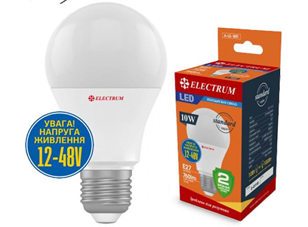 Лампочка світлодіодна Electrum 10W 12-48V E27 4000K (A-LS-1891)