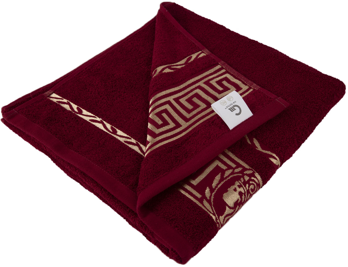 Фото - Рушник банний GM Textile махровий бордовий Цезар 70х140