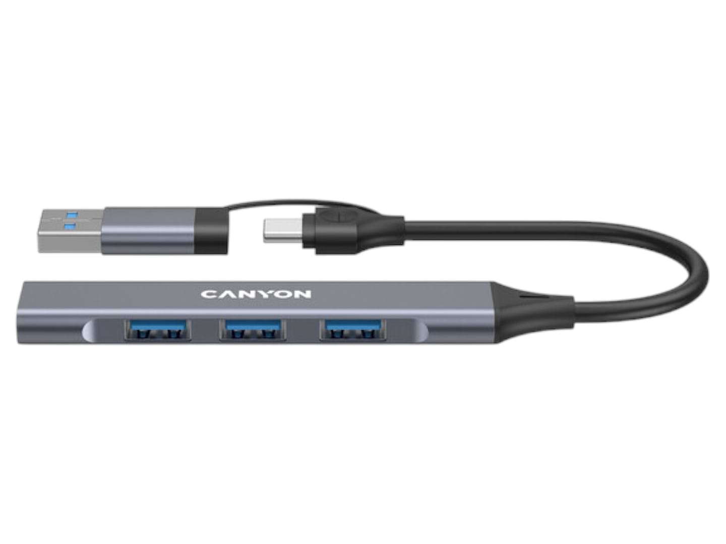 Хаб USB Canyon DS-02 4in1 USB-A/C Grey (CNS-TDS02G) - Фото 1