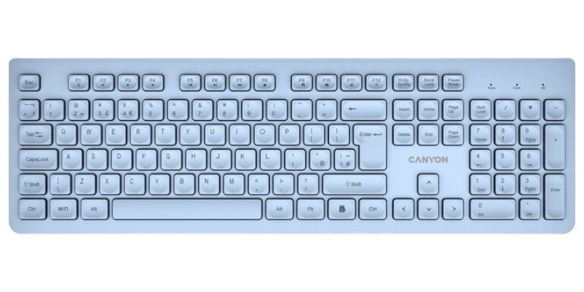 Клавіатура бездротова Canyon HKB-W01 Wireless Silent EN/UA Blue (CNS-HKBW01BL) - Фото 1