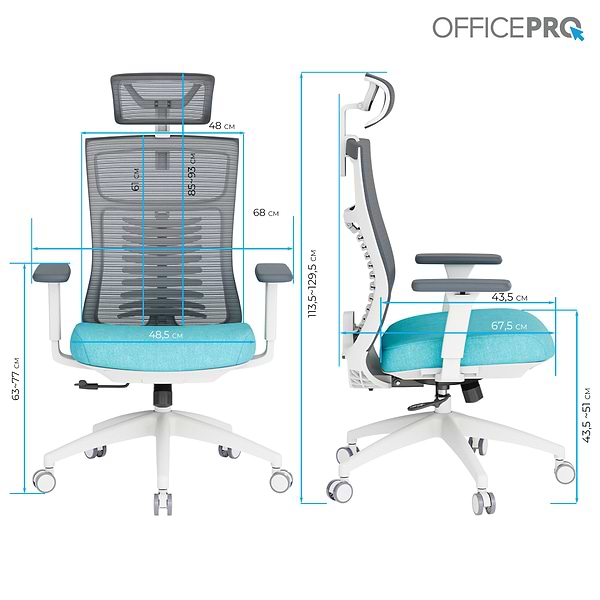 Фото - Крісло офісне OfficePro Balance (OC550-W-DG-BL) White/Dark Gray/Blue
