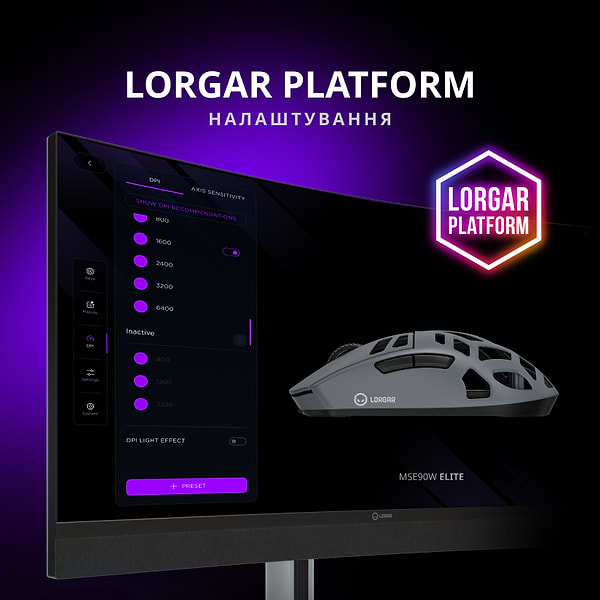 Фото - Мышь беспроводная игровая Lorgar Elite MSE90W Wireless Gaming Mouse Elite Dark Grey (LRG-MSE90W-DG)