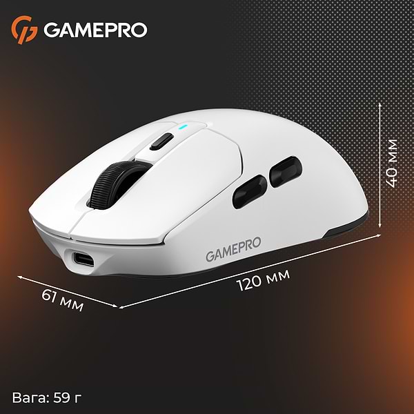 Фото - Мышь беспроводная игровая GamePro Genesis Airmaster Wireless/Bluetooth/USB PixArt PAW3311 Sensor White (GM167W)