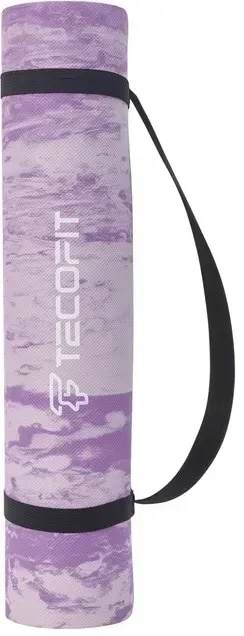 Фото - Килимок для йоги та фітнесу TECOFIT EVA 173x61x0.6 см Фіолетовий мармур +чохол-сумка у подарунок (TOP240214835/1)