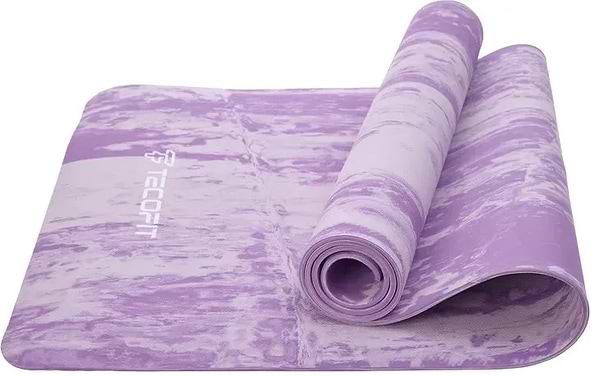 Фото - Килимок для йоги та фітнесу TECOFIT EVA 173x61x0.6 см Фіолетовий мармур +чохол-сумка у подарунок (TOP240214835/1)