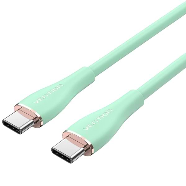 Кабель синхронізації даних Vention USB 2.0 Type-C M-M, 1.5м 100W (20V/5A) Light Green Silicone (TAWGG) - Фото 1