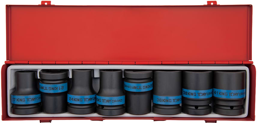 Набір торцевих голівок KING TONY 1" 24-41 мм 8 шт. (8408MP)