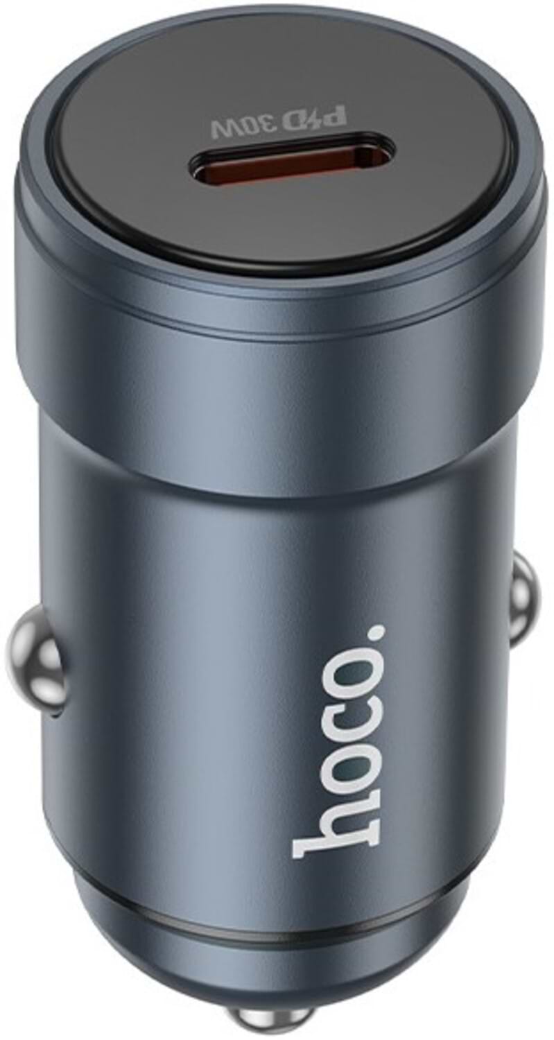 Автомобільний зарядний пристрій HOCO Z57 Glorious single-port PD30W Metal Gray (6942007633048)