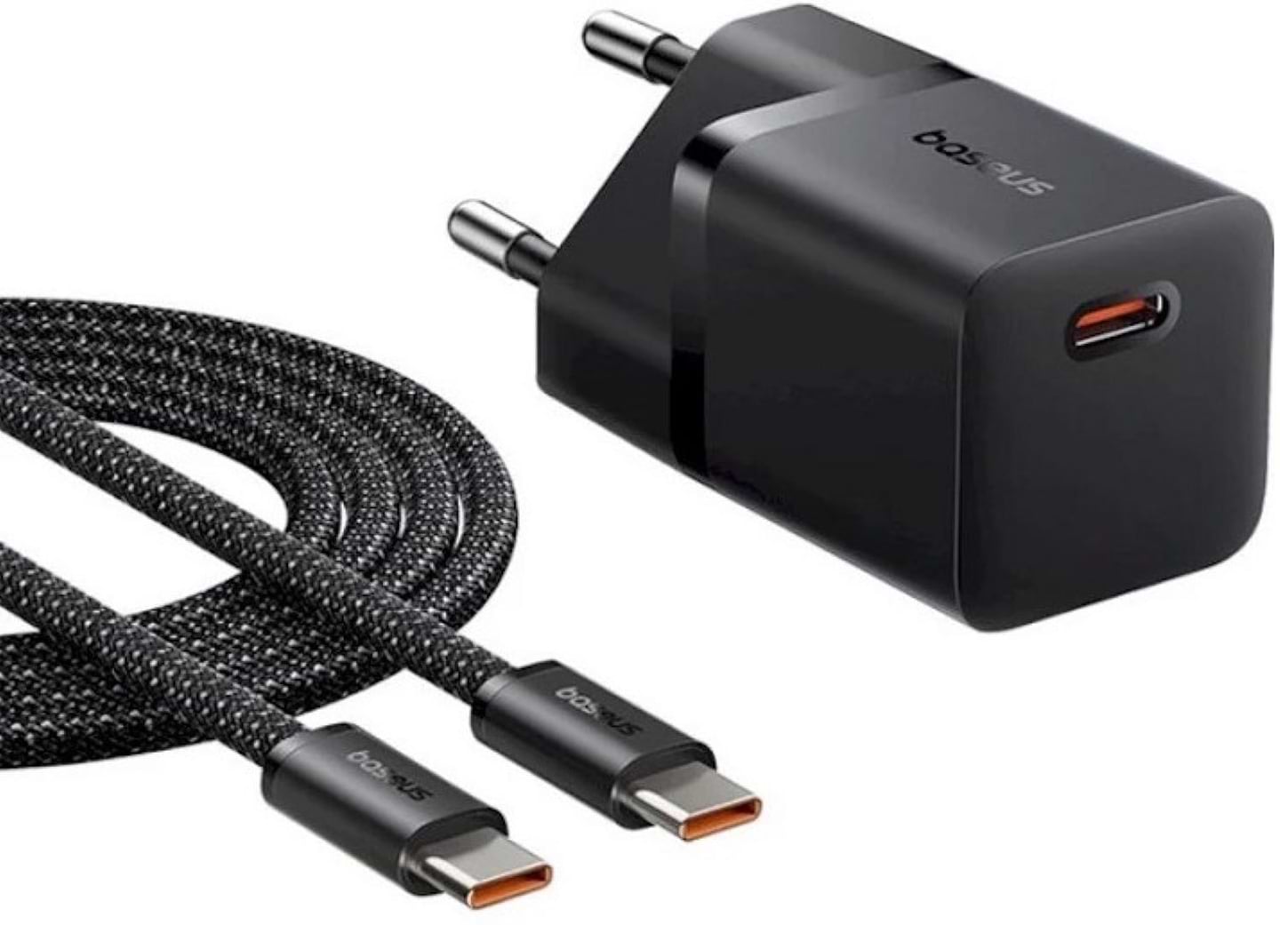 Мережевий зарядний пристрій Baseus GaN5 Fast Charger 1C 25W EU Cluster Fast Charging Data Cable Type-C Black (P10110909113-01) - Фото 1