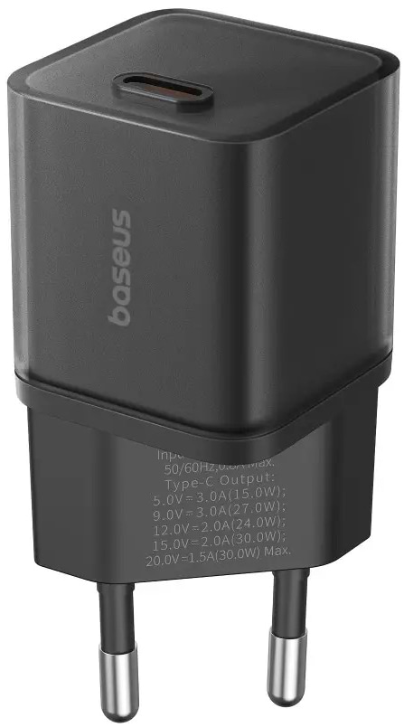 Сетевое зарядное устройство Baseus GaN5S Fast Charger 1C 30W EU Cluster Black (P10162504113-00)