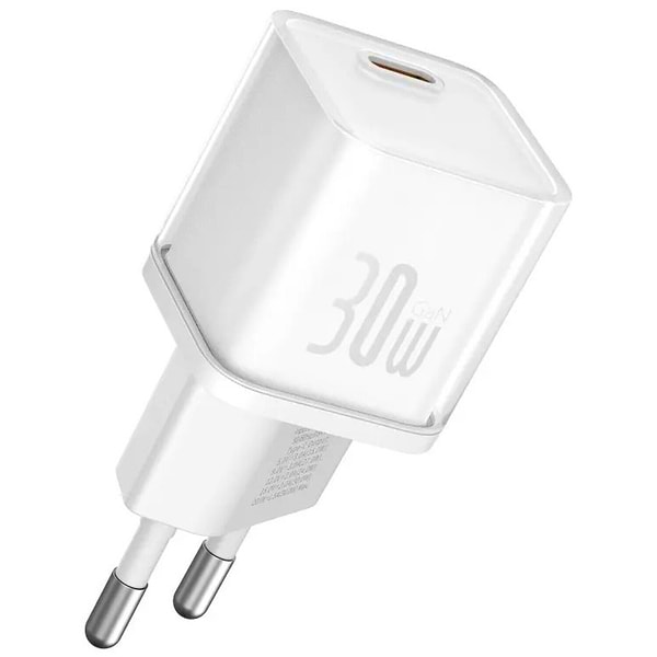 Фото - Сетевое зарядное устройство Baseus GaN5S Fast Charger 1C 30W EU Moon White (P10162504213-00)