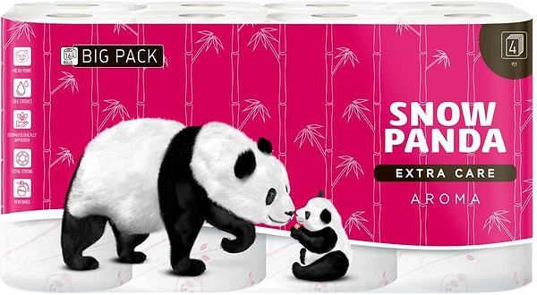 Фото - Туалетная бумага Сніжна панда EXTRA CARE Aroma 4сл, 16 шт.