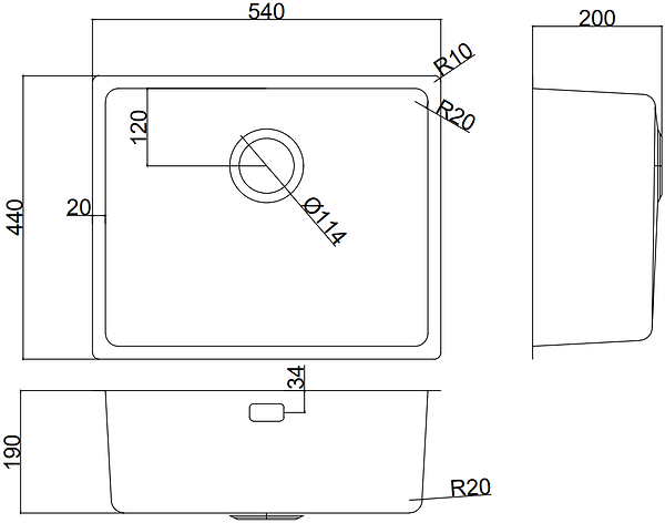Фото - Мийка кухонна Interline UNDER GRAND Grafit PR
