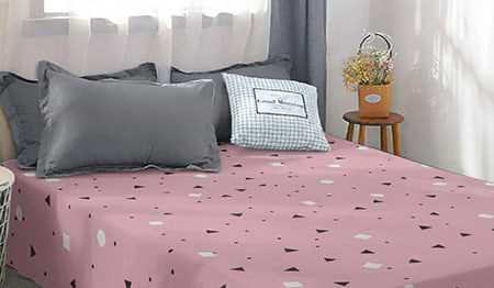 Простынь двуспальная Zastelli бязь Треугольники на розовом 185х220 (19527)