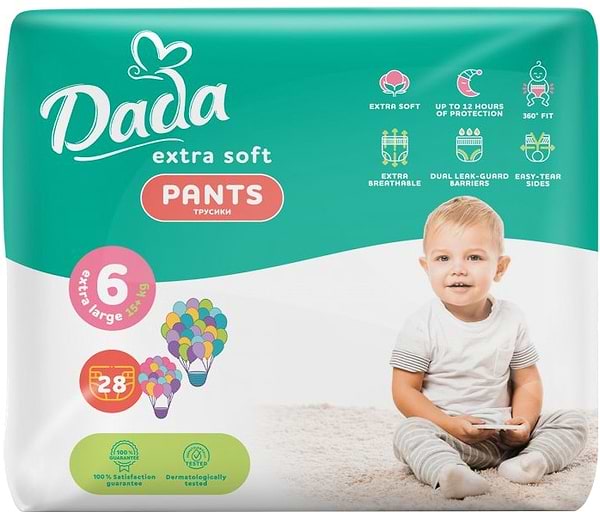 Фото - Одноразові підгузки-трусики Dada Extra Soft Розмір 6 XL (15+ кг), 28 шт. (980696)