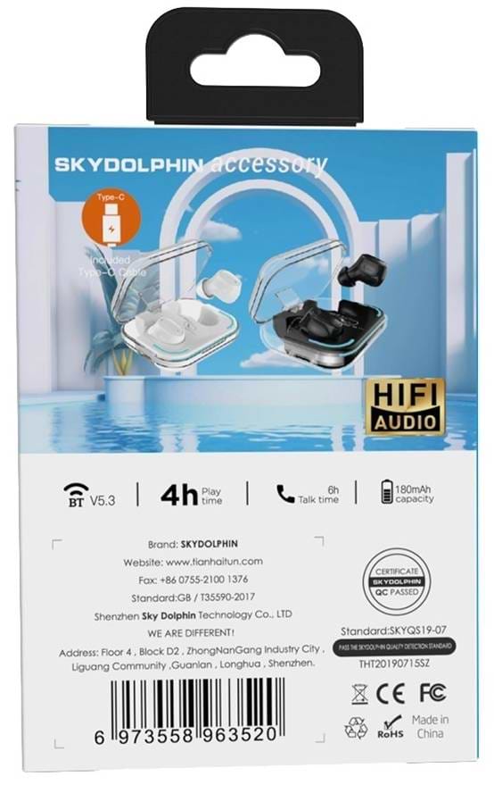 Фото - Навушники вкладиші бездротові TWS SkyDolphin SL27 White (SDBTE-000191)