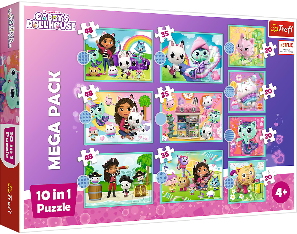 Купить Пазлы (3-4 года) Trefl "В мире Габби" (10в1) (96003) - Фото 1 Пазлы (3-4 года) Trefl "В мире Габби" (10в1) (96003) - Фото 1