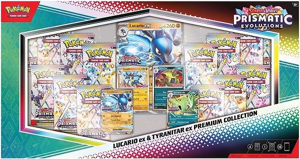 Фото - Настільна гра (5-7 років) Pokemon Scarlet & Violet Prismatic Evolutions. Lucario Ex & Tyranitar Ex Premium Collection Box (196214130029)