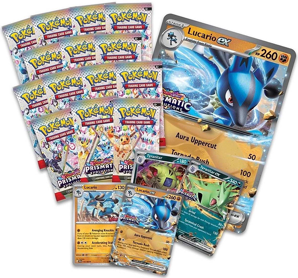 Фото - Настільна гра (5-7 років) Pokemon Scarlet & Violet Prismatic Evolutions. Lucario Ex & Tyranitar Ex Premium Collection Box (196214130029)