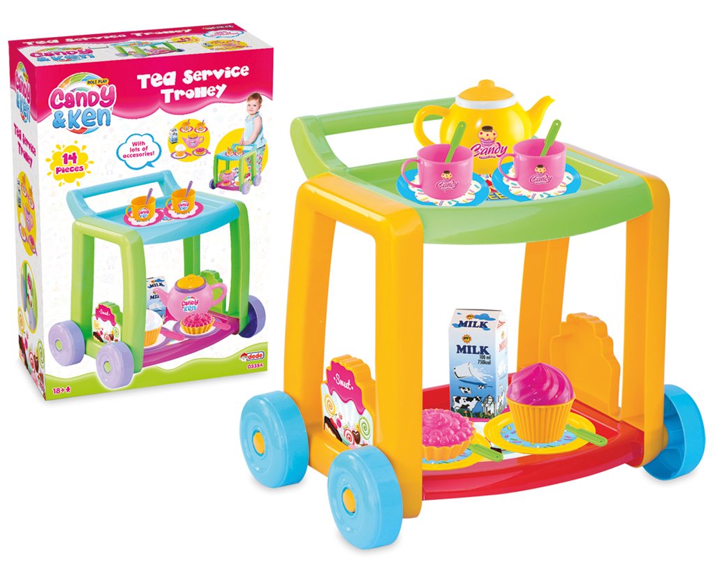 Сюжетно-ролевая игра. Посуда dede Чайный набор на коляске 14 пр. Candy&Ken (03354)