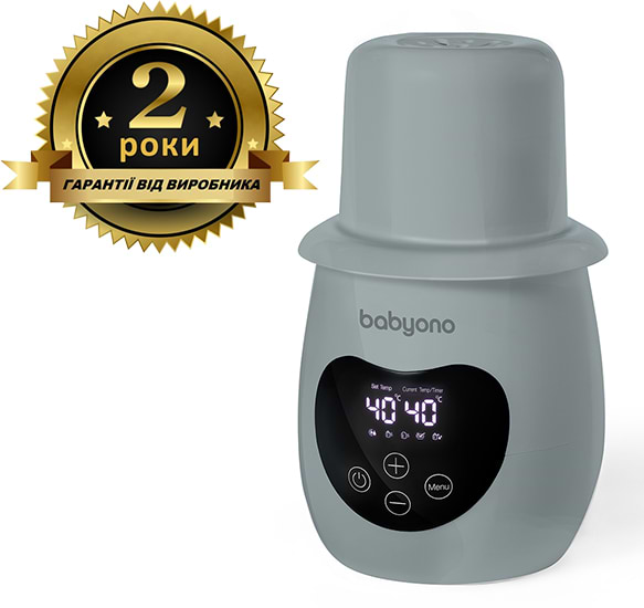 Фото - Подогреватель детских бутылочек стационарный BabyOno NATURAL 2 в1 с дисплеем и функцией стерилизации, серый (968/02)