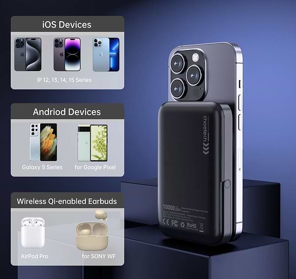 Фото - Батарея мобільна Choetech Magnetic Wireless 10000mAh 20W Black (B743-CCBK)
