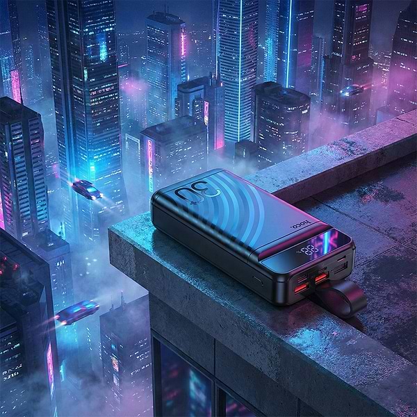 Фото - Батарея мобильная HOCO J123B Element PD20W+LCD+LED Lamp 30000 mAh Black