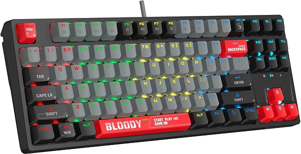Фото - Клавіатура дротова ігрова Bloody S87 Energy Red