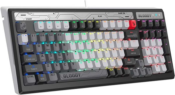 Фото - Клавіатура дротова ігрова Bloody B950 RGB Warrior Grey